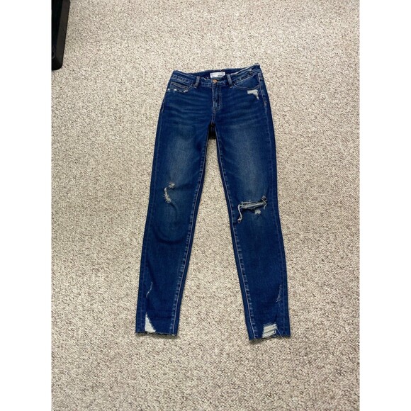 28 Buckle Vervet High Rise Skinny Distressed Raw Hem Dark Wash - Picture 1 of 7
